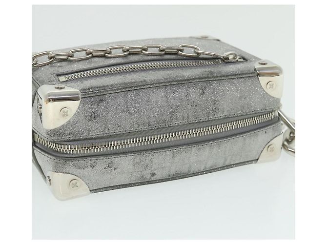 LOUIS VUITTON Mini Sac Trunk Doux Glitter Damier Argent M59726 LV Auth 51371V Argenté - vue 8