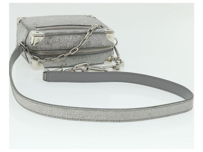 LOUIS VUITTON Mini Sac Trunk Doux Glitter Damier Argent M59726 LV Auth 51371V Argenté - vue 9