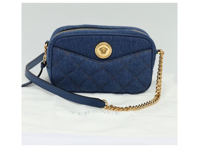 Borsa a Spalla VERSACE Denim Blu Oro Auth EC394V D'oro - vista 12