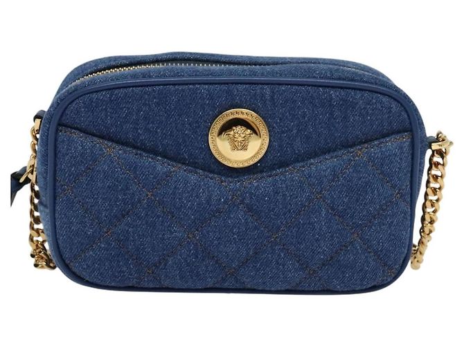 Borsa a Spalla VERSACE Denim Blu Oro Auth EC394V D'oro - vista 13