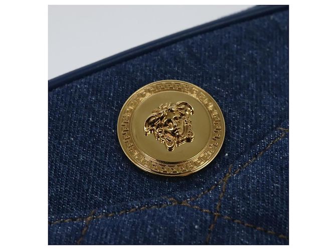 Borsa a Spalla VERSACE Denim Blu Oro Auth EC394V D'oro - vista 17