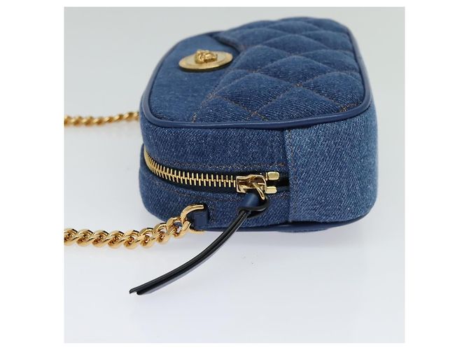 Borsa a Spalla VERSACE Denim Blu Oro Auth EC394V D'oro - vista 3