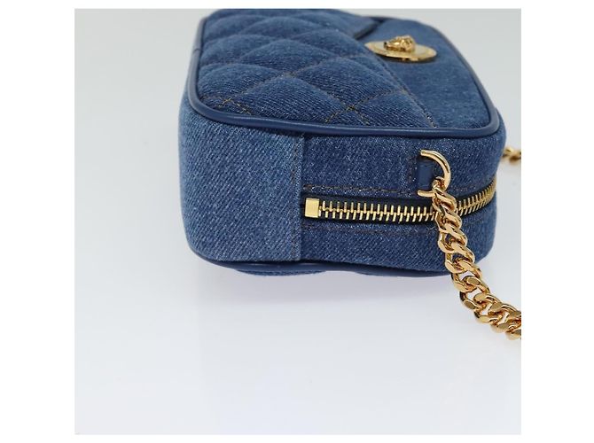 Borsa a Spalla VERSACE Denim Blu Oro Auth EC394V D'oro - vista 4
