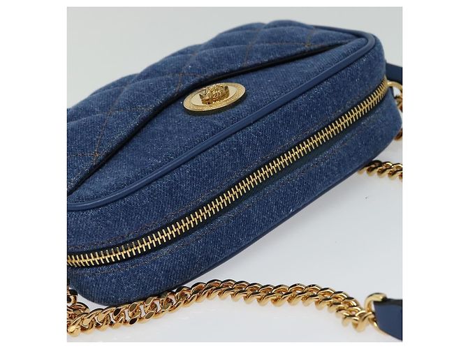 Borsa a Spalla VERSACE Denim Blu Oro Auth EC394V D'oro - vista 6