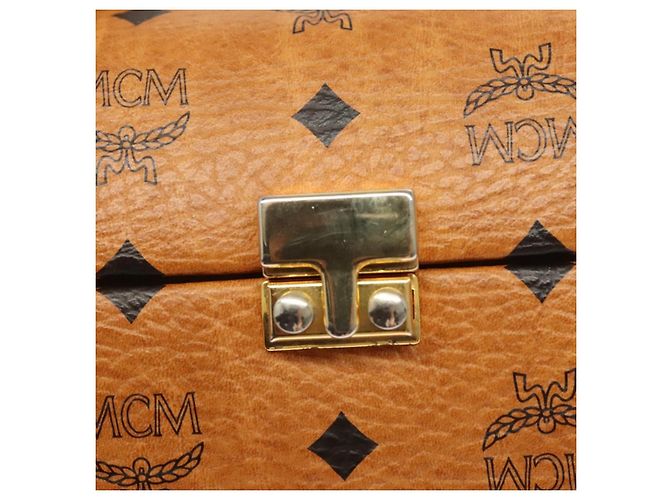 Bolsa MCM Logogram Vicetos em couro PVC 2 em 1 marrom dourado Auth 124762A - vista 9
