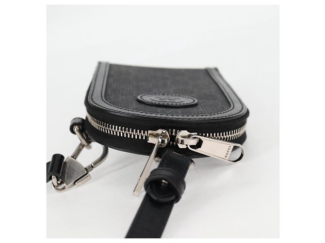 GUCCI GG Supreme Porta-telefono Borsa a Spalla PVC Nero Argento 724357 Auth sw385M - vista 6