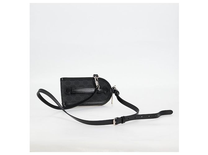 GUCCI GG Supreme Porta-telefono Borsa a Spalla PVC Nero Argento 724357 Auth sw385M - vista 7