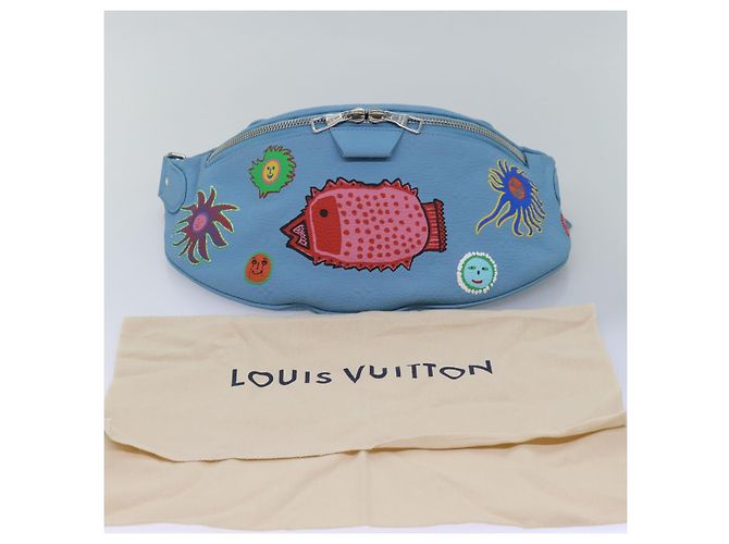 LOUIS VUITTON Borsa Maxi Bum Taurillon Monogram Azzurro Chiaro M21715 Auth 76433SM Blu chiaro - vista 12