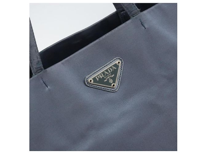 Borsa Tote Prada Satin Blu Argento Auth bs33255 - vista 14