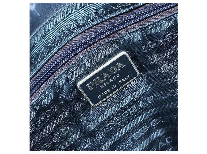 Borsa Tote Prada Satin Blu Argento Auth bs33255 - vista 15