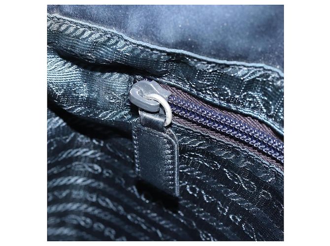 Borsa Tote Prada Satin Blu Argento Auth bs33255 - vista 19