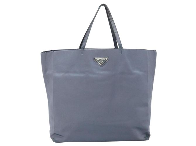 Borsa Tote Prada Satin Blu Argento Auth bs33255 - vista 2