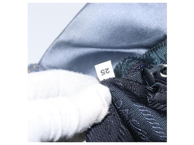 Borsa Tote Prada Satin Blu Argento Auth bs33255 - vista 21