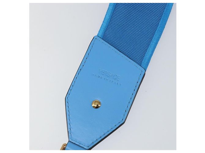 Cinghia per Spalla in Tela e Pelle VERSACE 37,8"" Azzurro Chiaro Oro Auth hk3507 D'oro Blu chiaro - vista 7