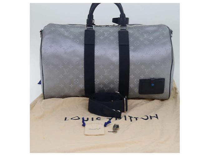 LOUIS VUITTON Monogram Satellite Keepall Bandouliere 50 M44170 LV Auth 78374SM Argento - vista 12