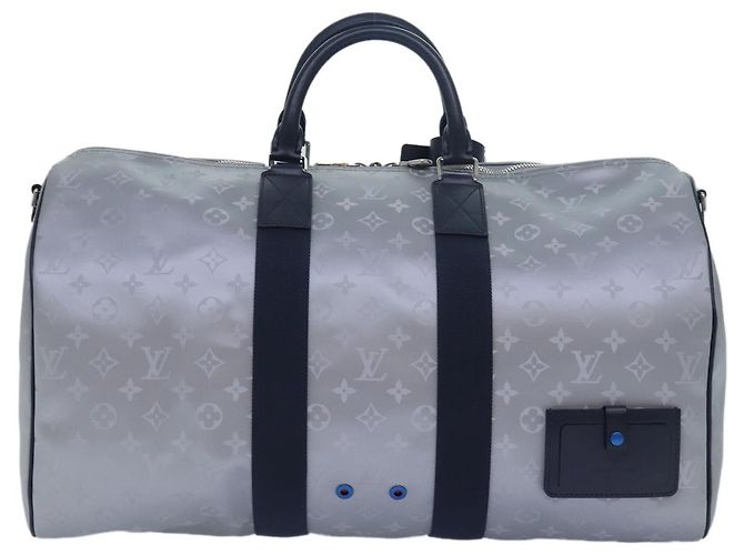 LOUIS VUITTON Monogram Satellite Keepall Bandouliere 50 M44170 LV Auth 78374SM Argento - vista 13