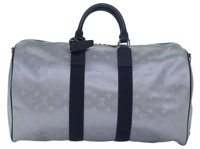 LOUIS VUITTON Monogram Satellite Keepall Bandouliere 50 M44170 LV Auth 78374SM Argento - vista 2