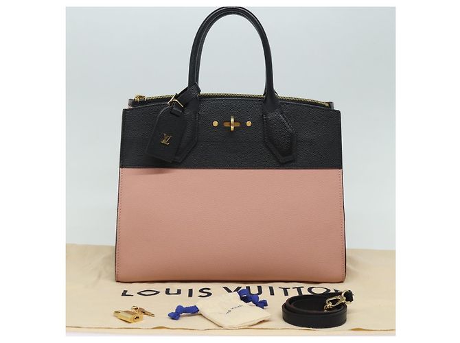 LOUIS VUITTON City Steamer PM Borsa a Mano Pelle Nera Magnolia M51590 Auth 81144V Nero - vista 12