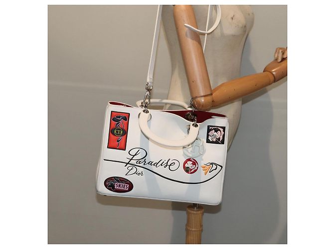 Borsa a mano in pelle Christian Dior 2way Argento Bianco Auth ep5275SAV - vista 30