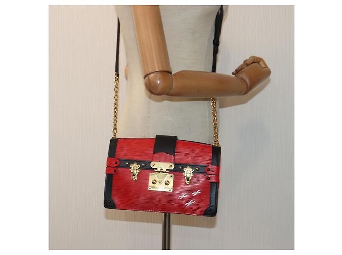 LOUIS VUITTON Epi Trunk Clutch Borsa a Spalla Rossa Nera M51697 LV Auth ar12517SM Nero Rosso - vista 22