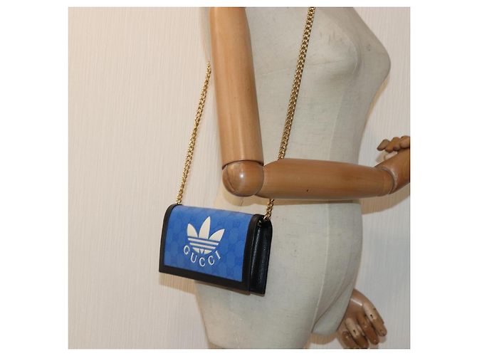 GUCCI GG Supreme Collaborazione con Adidas Borsa a Spalla con Catena 621892 Auth 88144SAM - vista 24