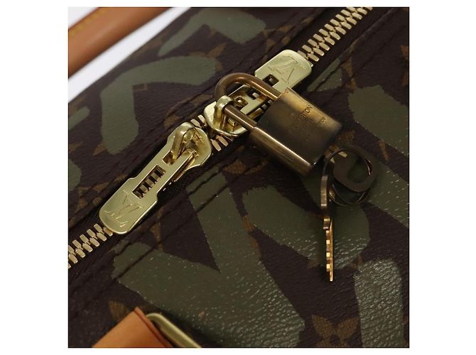 LOUIS VUITTON Monogram Graffiti Keepall 50 Borsa Boston Khaki M92196 Auth 90286SAV Cachi - vista 10