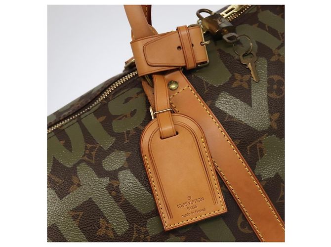 LOUIS VUITTON Monogram Graffiti Keepall 50 Borsa Boston Khaki M92196 Auth 90286SAV Cachi - vista 19