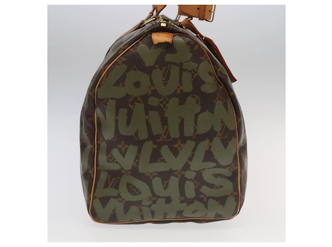 LOUIS VUITTON Monogram Graffiti Keepall 50 Borsa Boston Khaki M92196 Auth 90286SAV Cachi - vista 4