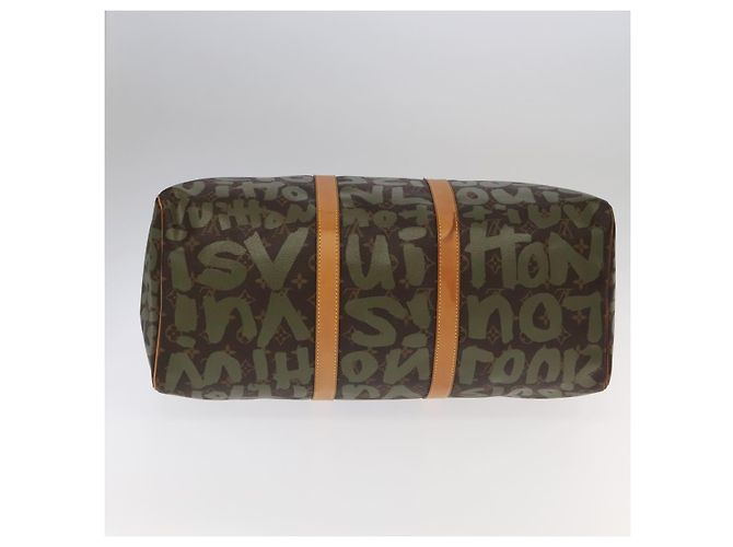 LOUIS VUITTON Monogram Graffiti Keepall 50 Borsa Boston Khaki M92196 Auth 90286SAV Cachi - vista 6