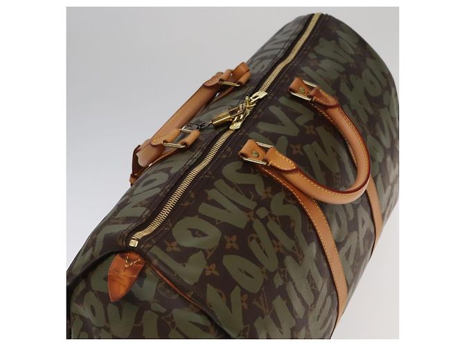 LOUIS VUITTON Monogram Graffiti Keepall 50 Borsa Boston Khaki M92196 Auth 90286SAV Cachi - vista 7