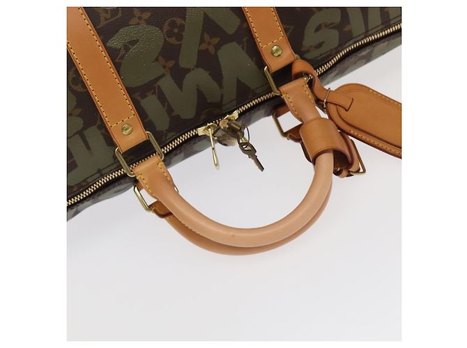 LOUIS VUITTON Monogram Graffiti Keepall 50 Borsa Boston Khaki M92196 Auth 90286SAV Cachi - vista 8