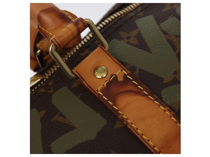 LOUIS VUITTON Monogram Graffiti Keepall 50 Borsa Boston Khaki M92196 Auth 90286SAV Cachi - vista 9