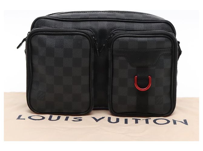 LOUIS VUITTON Bolsa de Ombro Utility Messenger Damier Grafitte M40280 Auth 94640SM Damier ebene - vista 12