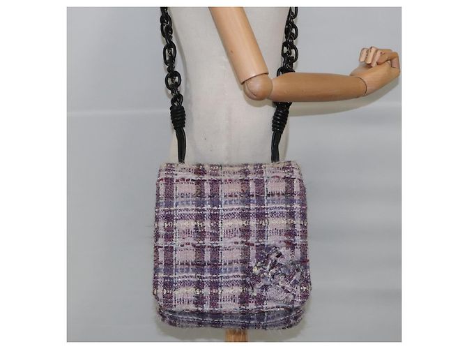 CHANEL Borsa a Spalla Camelia in Tela Viola CC Auth 99854SAV Porpora - vista 21