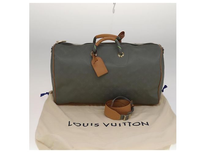 LOUIS VUITTON Borsa Keepall Bandoulière 50 in titanio Argento M43886 LV Auth 108706SM - vista 12