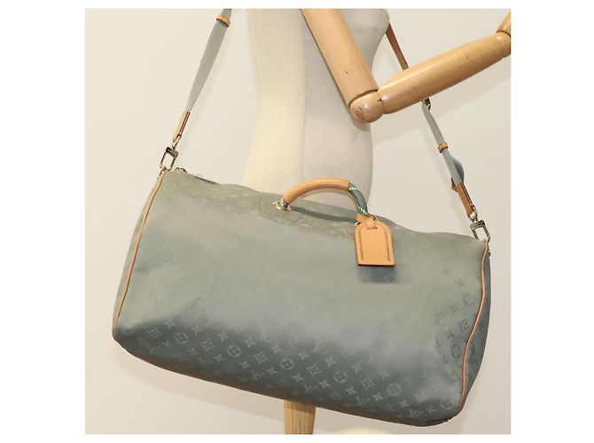 LOUIS VUITTON Borsa Keepall Bandoulière 50 in titanio Argento M43886 LV Auth 108706SM - vista 25
