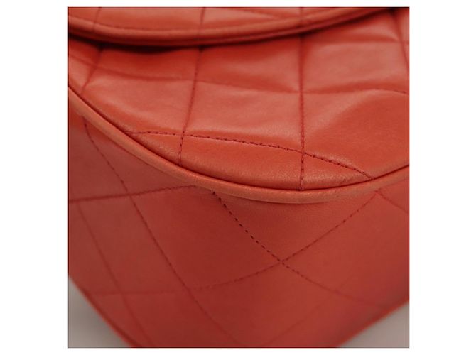 CHANEL Borsa a Spalla Matelassé in Pelle di Agnello Arancione Oro CC Auth 107881SAV D'oro - vista 15
