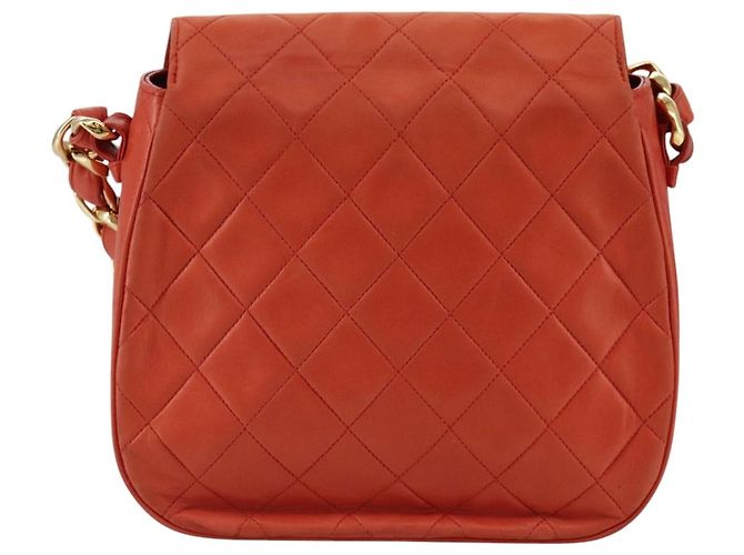 CHANEL Borsa a Spalla Matelassé in Pelle di Agnello Arancione Oro CC Auth 107881SAV D'oro - vista 2
