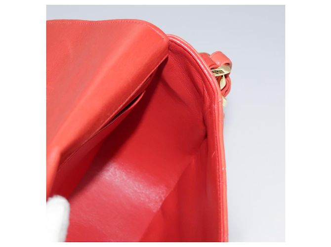 CHANEL Borsa a Spalla Matelassé in Pelle di Agnello Arancione Oro CC Auth 107881SAV D'oro - vista 22
