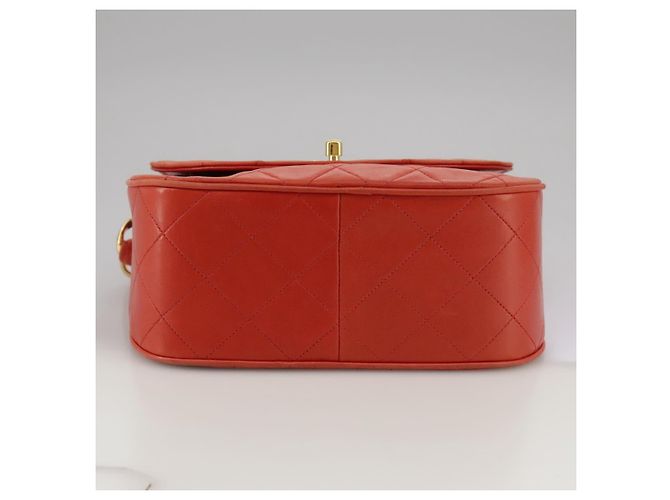 CHANEL Borsa a Spalla Matelassé in Pelle di Agnello Arancione Oro CC Auth 107881SAV D'oro - vista 5