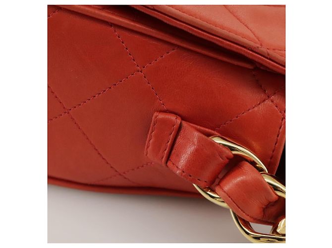 CHANEL Borsa a Spalla Matelassé in Pelle di Agnello Arancione Oro CC Auth 107881SAV D'oro - vista 8