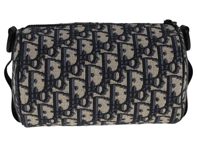 Borsa a spalla in tela obliqua Trotter Christian Dior in coniglio blu Auth 108919SM - vista 2