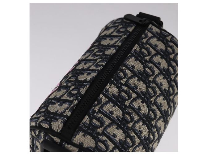 Borsa a spalla in tela obliqua Trotter Christian Dior in coniglio blu Auth 108919SM - vista 5
