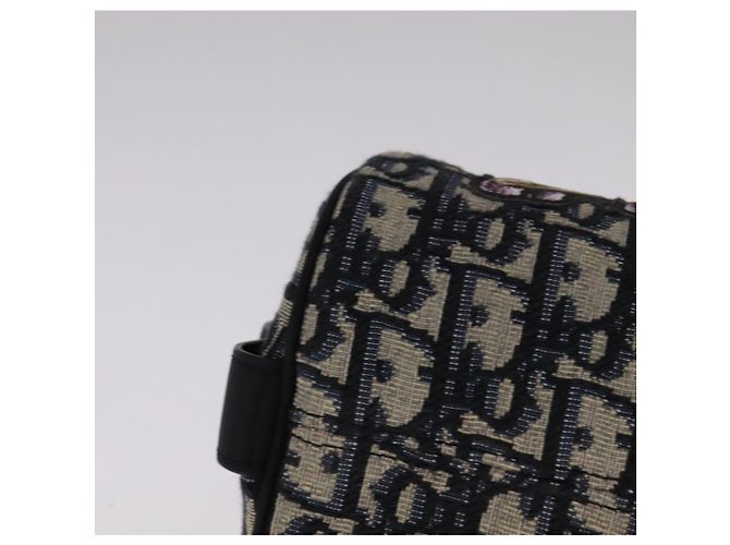 Borsa a spalla in tela obliqua Trotter Christian Dior in coniglio blu Auth 108919SM - vista 7