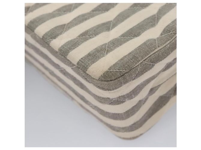CHANEL Borsa a Spalla Matelassé Striata in Tela Bianca Grigia CC Auth 110304SAV Marrone Bianco - vista 19