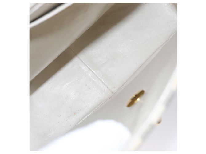 CHANEL Borsa a Spalla Matelassé Striata in Tela Bianca Grigia CC Auth 110304SAV Marrone Bianco - vista 9