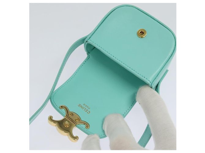 Céline Borsa a spalla mini Claude Triomphe in pelle azzurro chiaro Auth 114195SAV Blu chiaro - vista 10