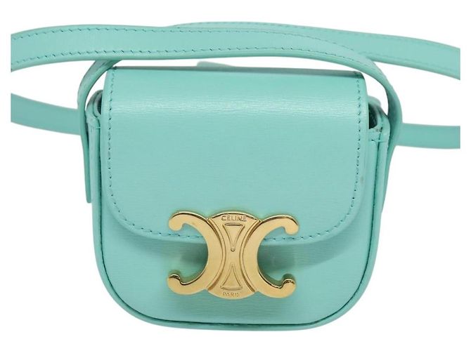 Céline Borsa a spalla mini Claude Triomphe in pelle azzurro chiaro Auth 114195SAV Blu chiaro - vista 13