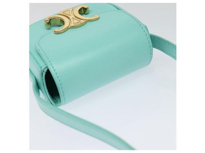 Céline Borsa a spalla mini Claude Triomphe in pelle azzurro chiaro Auth 114195SAV Blu chiaro - vista 6