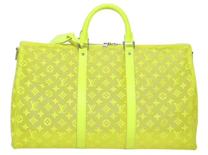 LOUIS VUITTON Borsa Keepall Bandoulière 50 Trasparente Gialla M55380 Auth 112531SM Giallo - vista 13